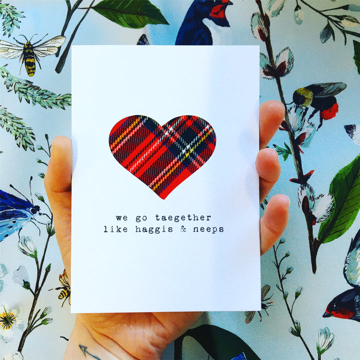 We Go Taegether Handmade Real Tartan Card