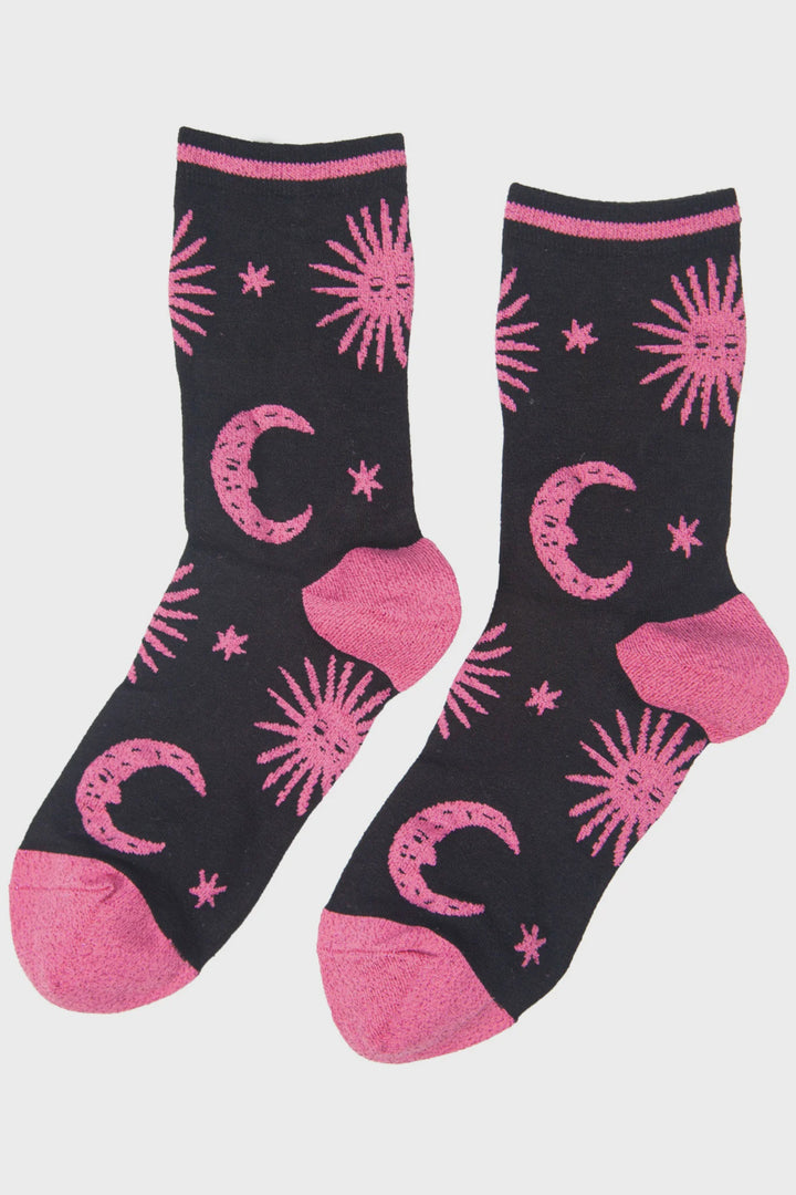 Fushcia Glitter Celestial Ladies Socks