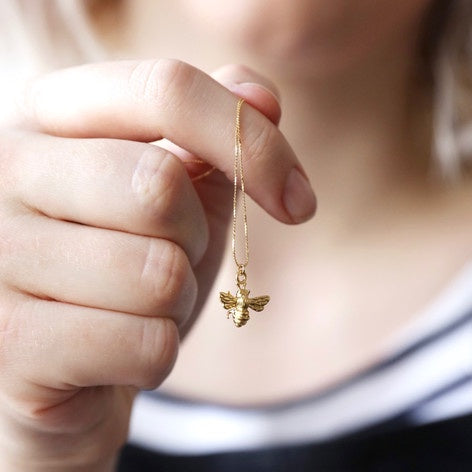 Delicate Tiny Gold Bumblebee Pendant Necklace