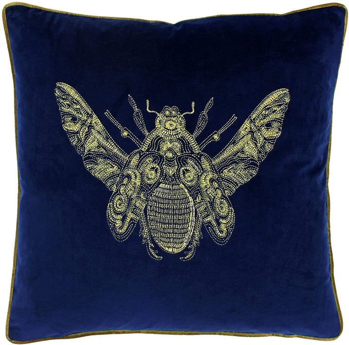 Cerana Royal Blue Velvet Fabric Bee Cushion