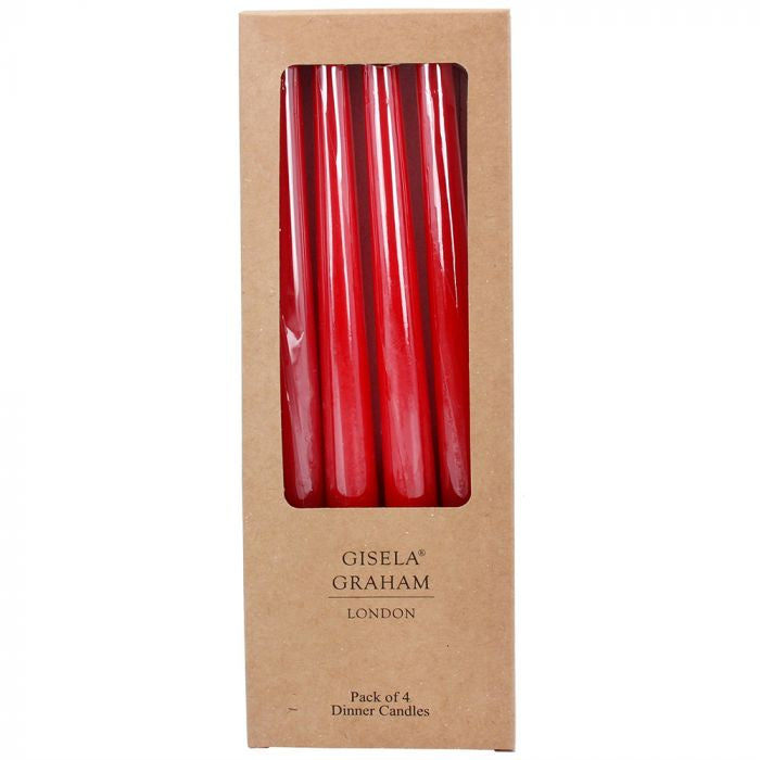 Box of 4 Taper Candles - Red