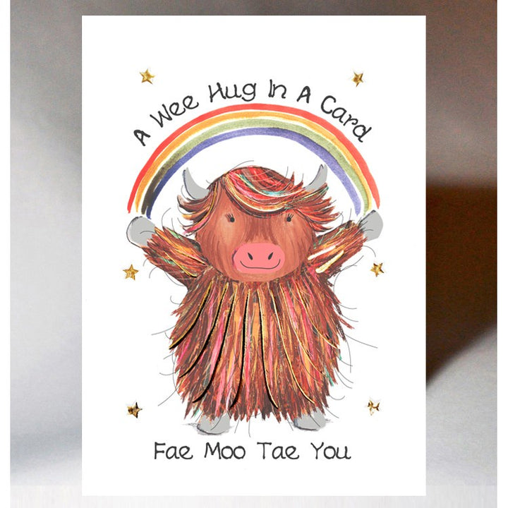 A Wee Hug in a Card Highland Coo Card