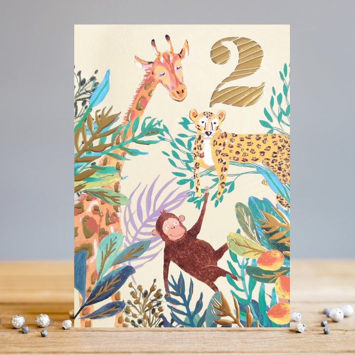 Jungle Animals 2nd Birthday Card