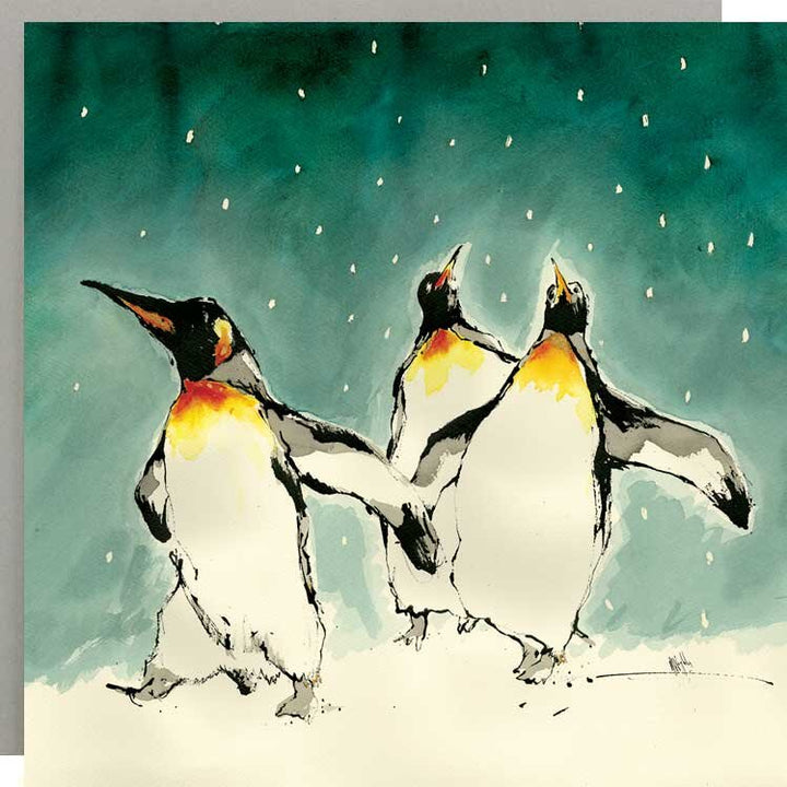 Winter Waddle Penguins Christmas Card by Anna Wright