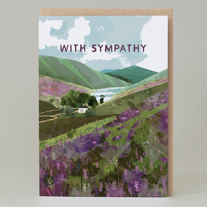 With Sympathy Heather Scottish Landscape Card