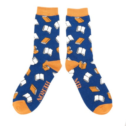 Mens Book Print Bamboo Socks