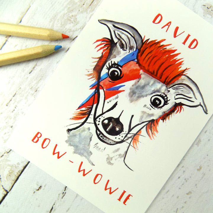 Cute Funny David Bow-Wowie Dog Postcard