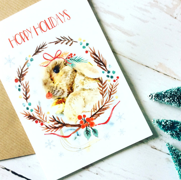 Hoppy Christmas Bunny Christmas Card