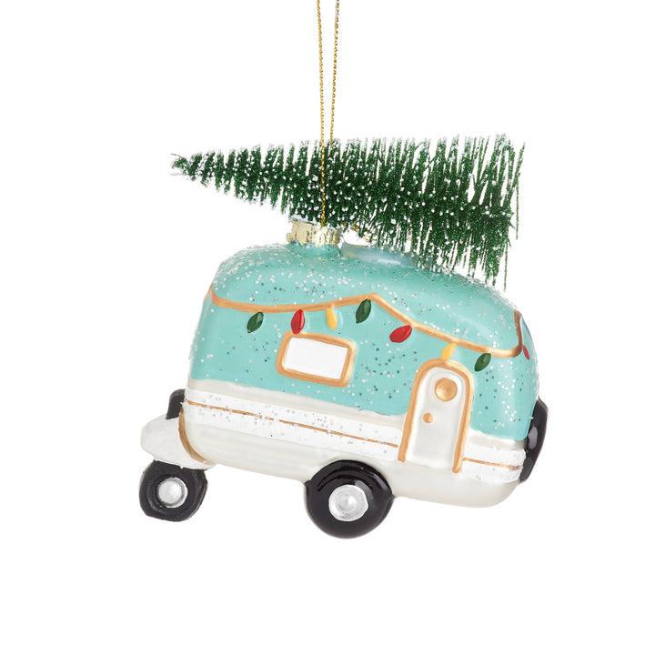 Mint Green Camper with Tree Bauble