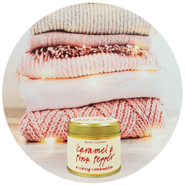 Caramel & Pink Pepper Scented Tin Candle
