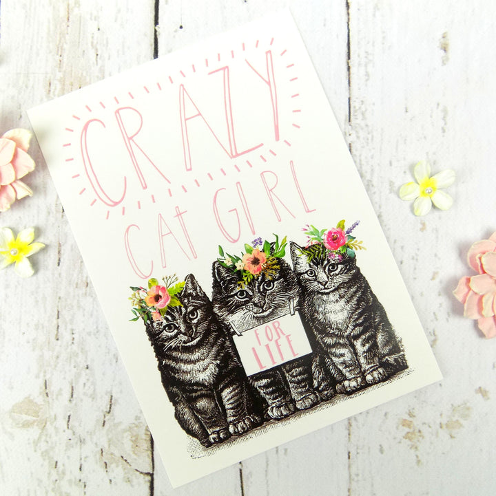Crazy Cat Girl For Life Postcard