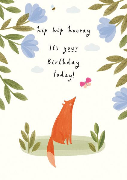 Hip Hip Hooray Fox Birthday Card