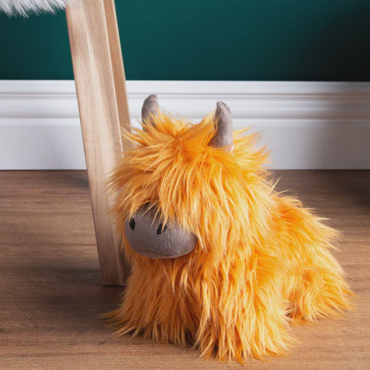 Highland Cow Shaggy Door Stop Orange