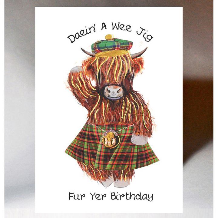 Birthday Daein' A Wee Jig Coo Card