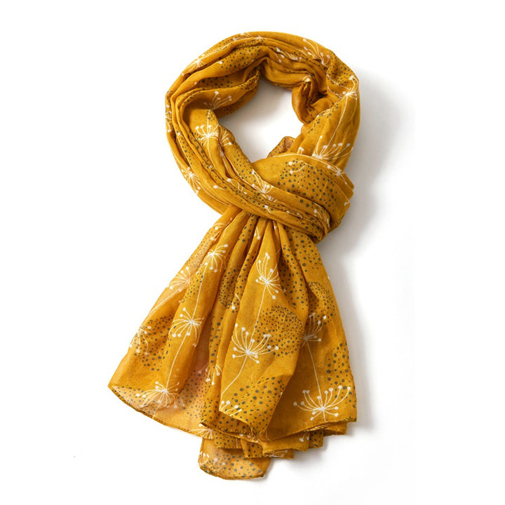 Retro Dandelions Scarf Mustard