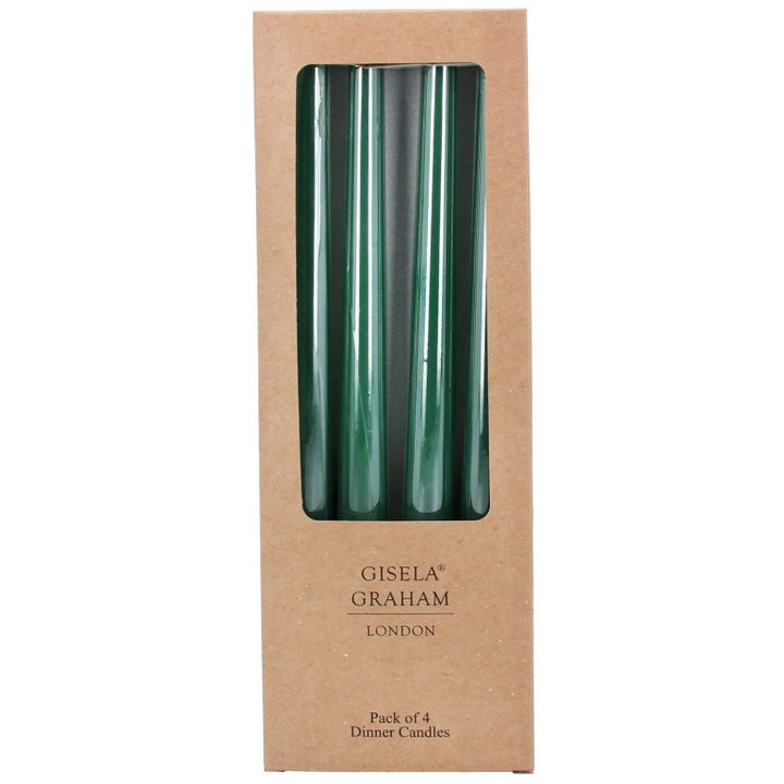 Dark Green taper Dinner Candle Box of 4