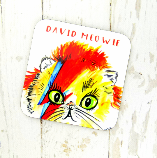 David Meowie Print Coaster