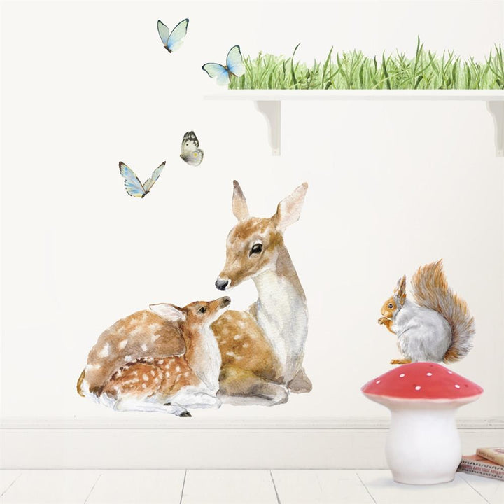 Deer, Squirrel, Butterflies & Grass Wall Decals
