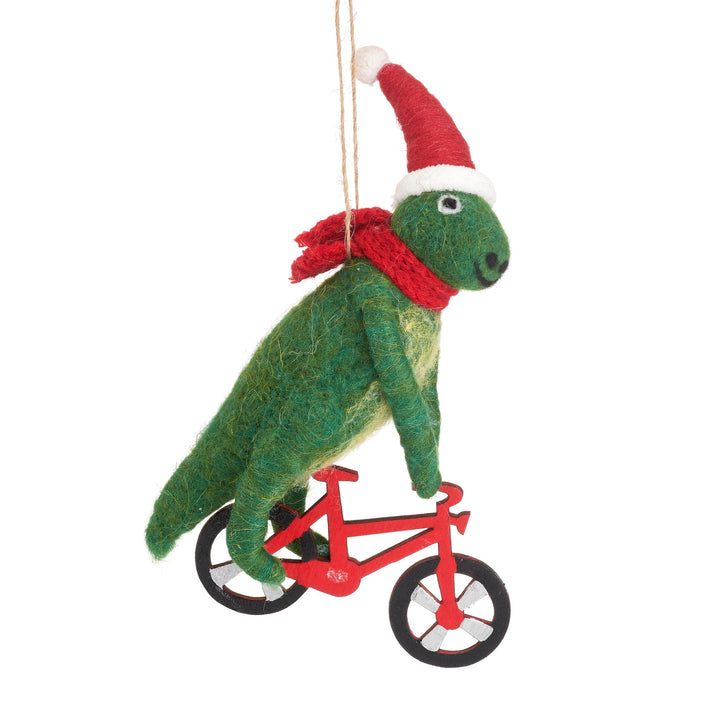 T-Rex On A Bicycle Felt Decoration