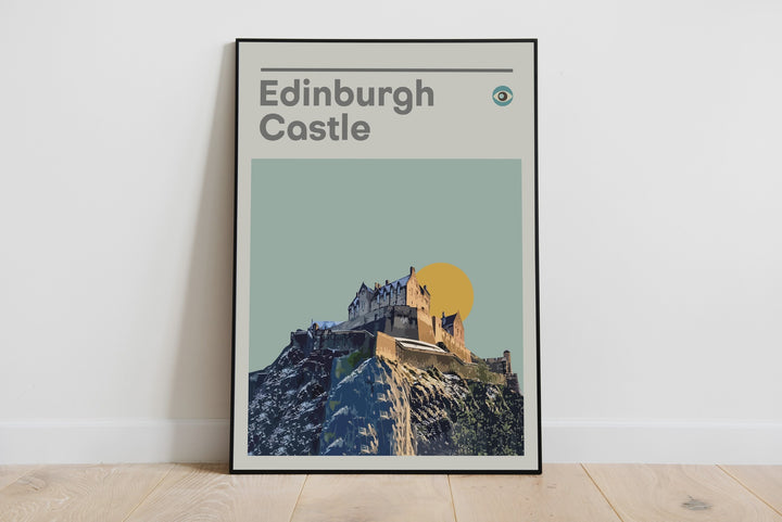 Edinburgh Castle A4 Travel Poster Style Print Blue