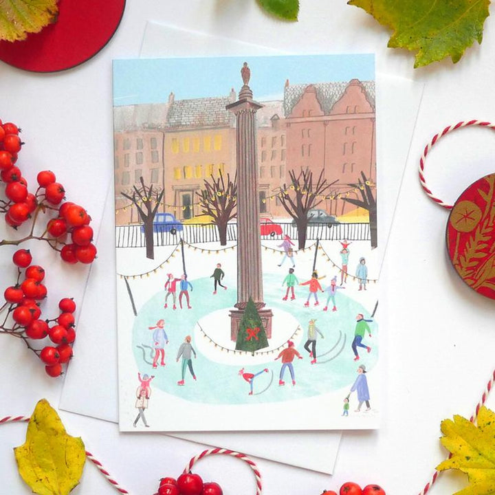 Ice Skaters Edinburgh Christmas Card