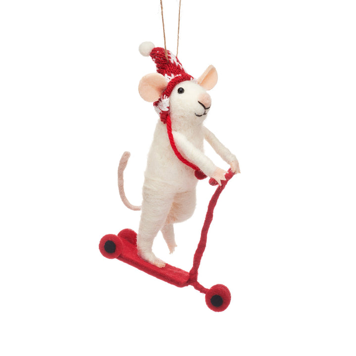 Mouse On Scooter Felt Decoration