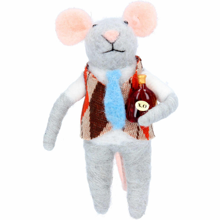 Wool Mix Mouse With Waistcoat & Bottle Decoration