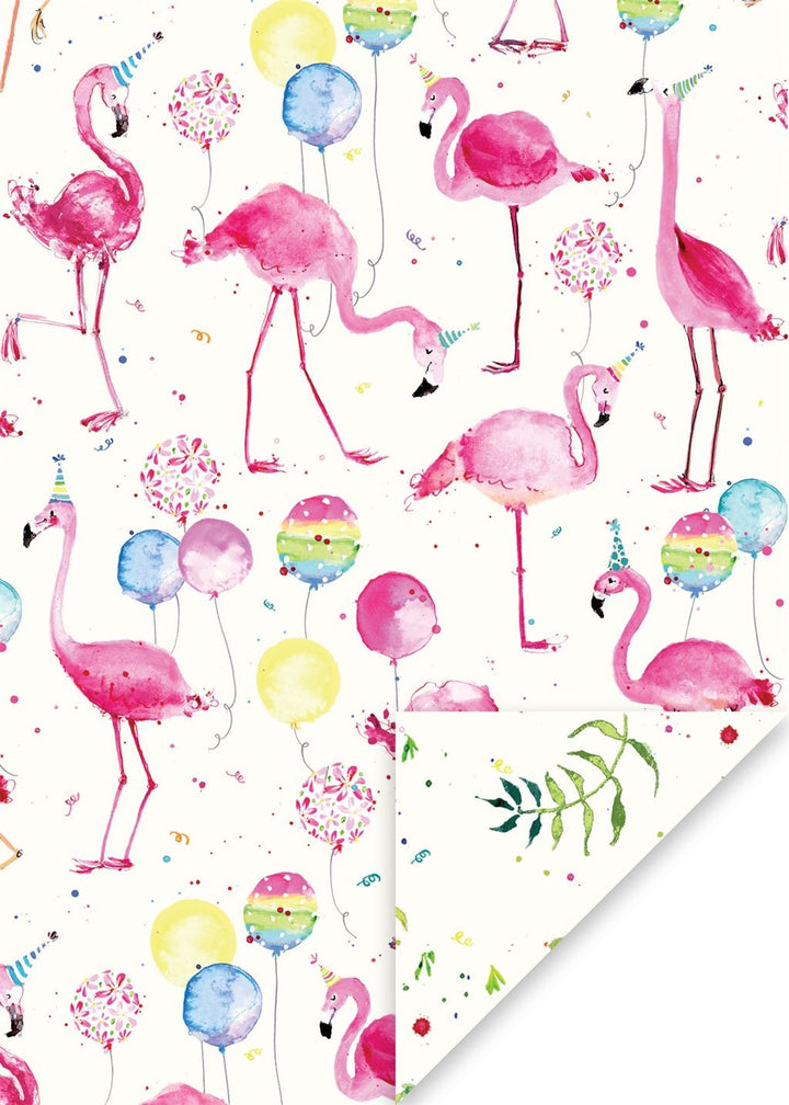 Party Flamingos Gift Wrap Sheet