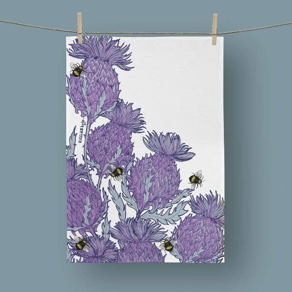 Scottish Thistle & Bees Tea Towel