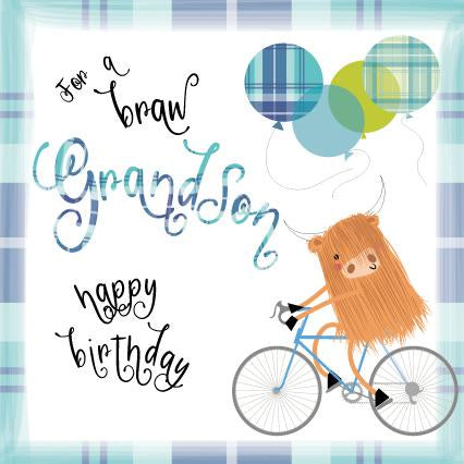 For a Braw Grandson Scottish Birthday Card
