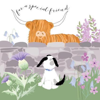 For a Special Friend Highland Coo Scottish Friendship Card
