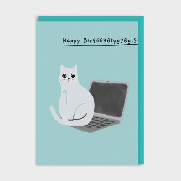 Happy Bir9669.. laptop Funny Cat Birthday Card