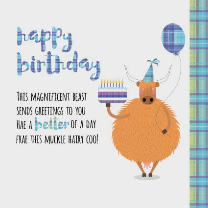 Magnificient Beast Highland Cow Birthday Card