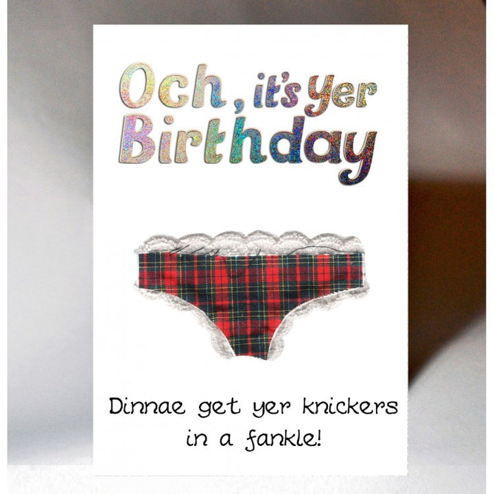 BIRTHDAY TARTAN KNICKERS IN A FANKLE CARD