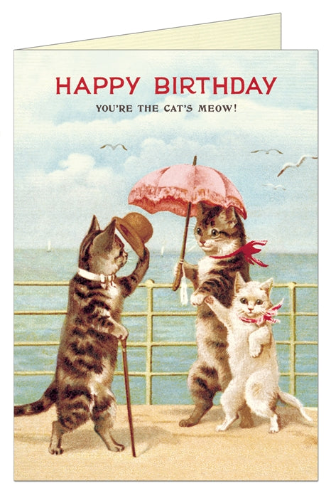 Vintage Cat Print Birthday Card