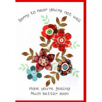 Get Well Tartan Flowers Card