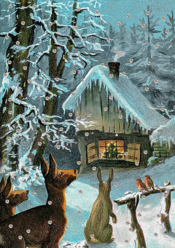 Winter Gathering Glitter Christmas Card