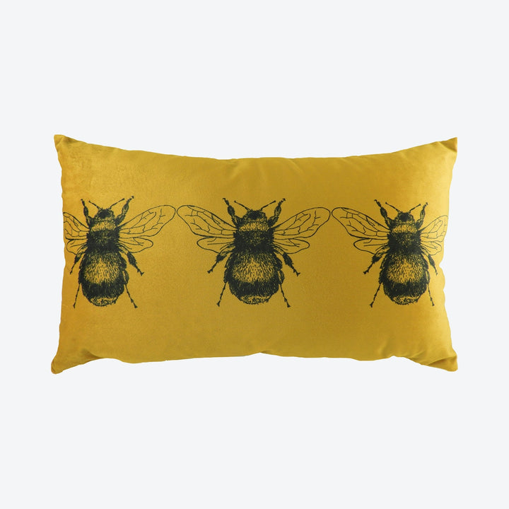 Gold Bee Print Cushion Mustard 30 x 50