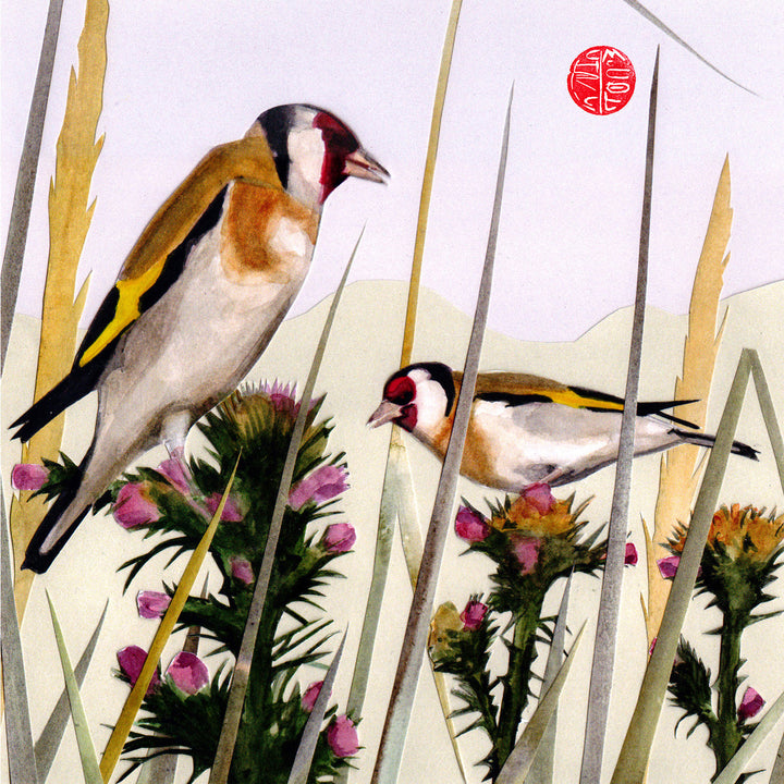 Goldfinches Square Card Blank