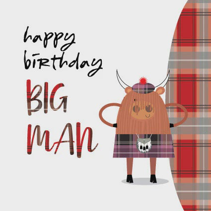Happy Birthday Big Man Highland Coo Birthday Card