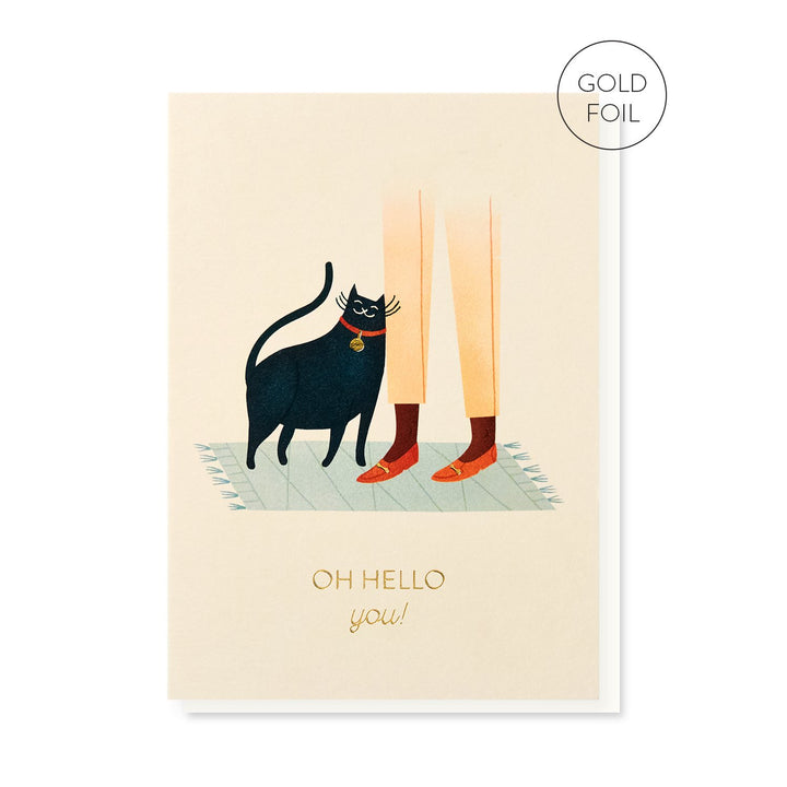 Hello You Cat Greeting Card | Luxury Gold Foil Card