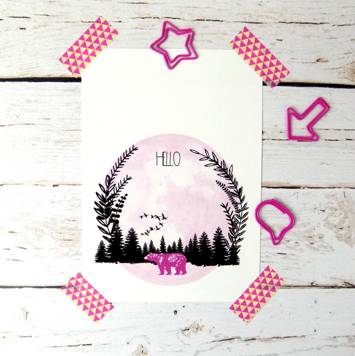 Hello (Pink Bear) postcard