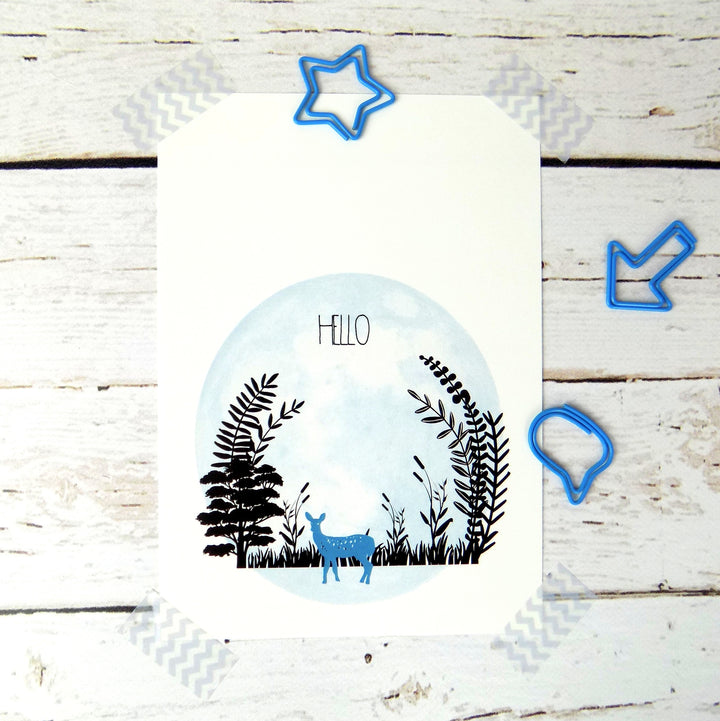 Hello (Blue Deer) Postcard
