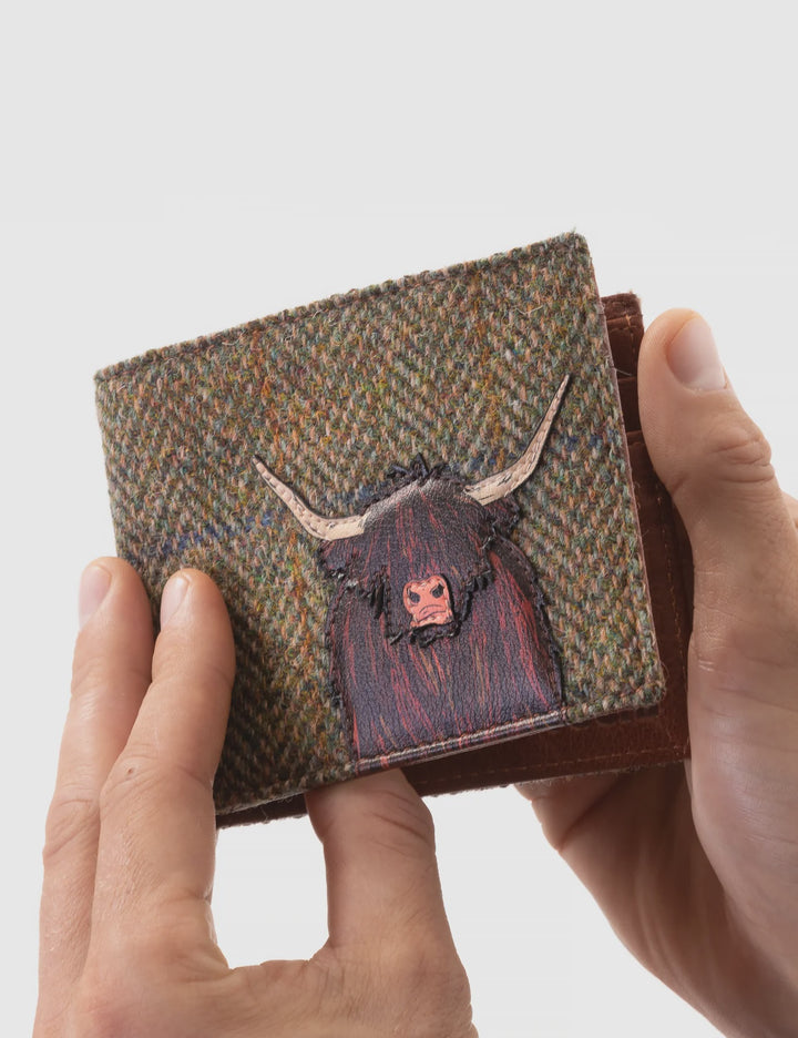 Brown + Tweed Highland Cow Two Fold Wallet