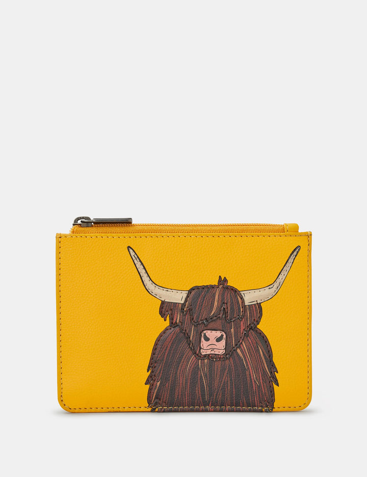 HIGHLAND COW YELLOW LEATHER FRANKLIN PURSE