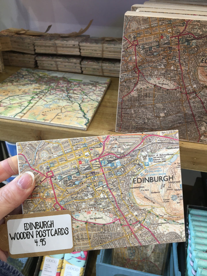 Edinburgh Wooden Map Postcard