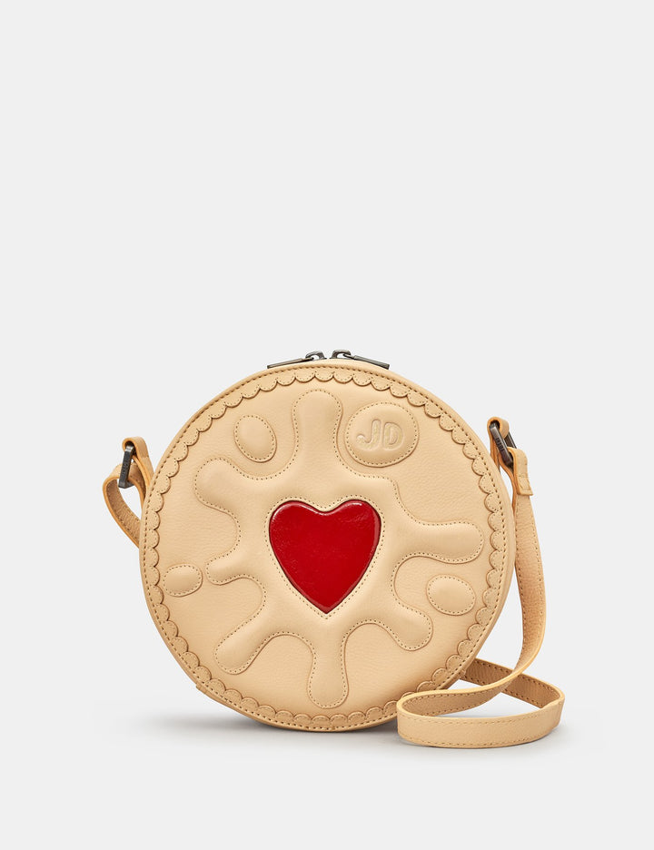 Jammie Dodger Biscuit Round Leather Across Body Bag