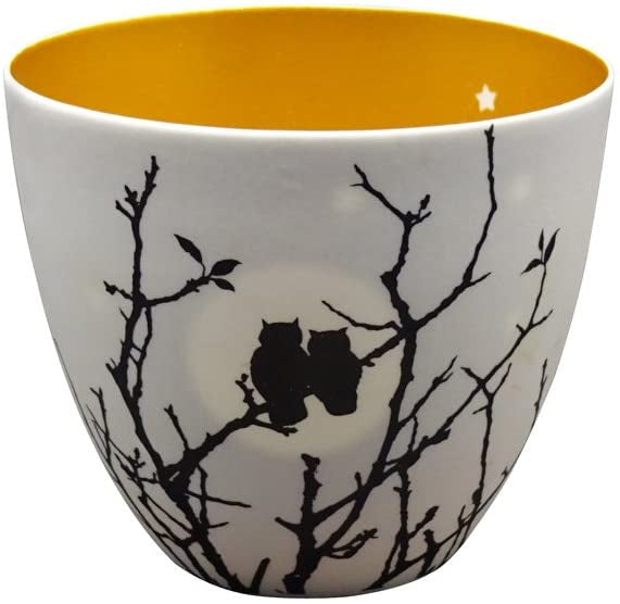 Night Owls Golden Porcelain Tealight Holder