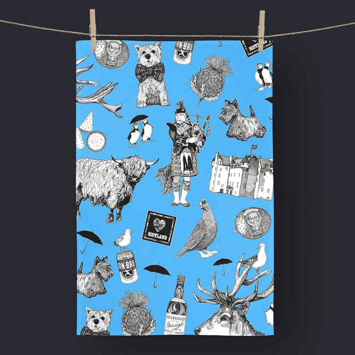 Love Scotland Scottish Print Tea Towel