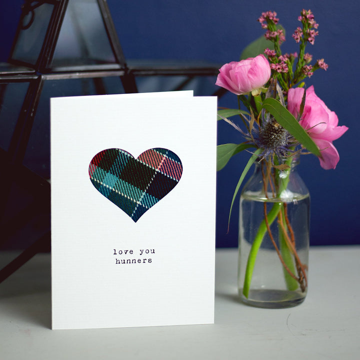 Love You Hunners Handmade Real Tartan Card